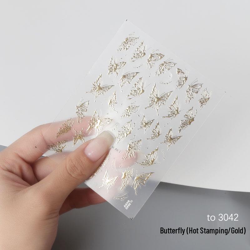 Summer Colorful 5D Laser Butterfly Embossed Nail Stickers