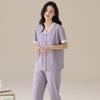 Cardigan pajamas women's summer pure cotton short-sleeved trousers can be worn outside summer women's elegant temperament loungewear suit