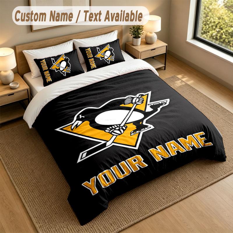 Sada povlečení 1 povlak na přikrývku 2 povlaky na polštář Potisk Pittsburgh Penguins Měkké ložní prádlo Dekorace ložnice