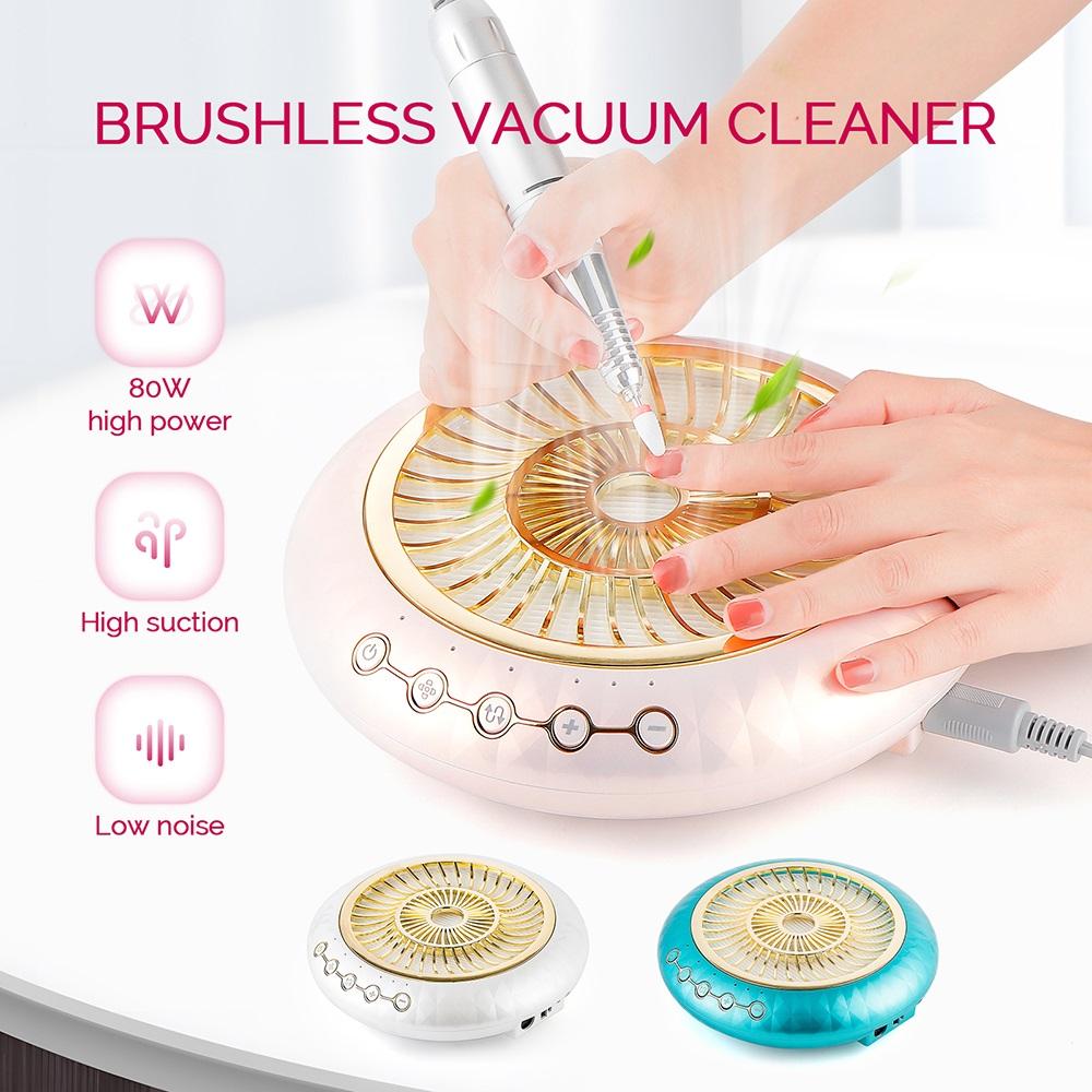 

80 Вт мощный всасывающий бесщеточный пылесос для ногтей с низким уровнем шума пылесос для маникюра и дизайна ногтей с 2 фильтрами