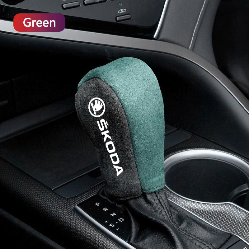 XOWS7 Leather Car Gear Car Shift Lever Cover Car Gear Shift Knob Auto Styling for Skoda Octavia A5 A7 Fabia 1 Superb Kamiq Rapid Yeti