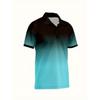 Colour blocking gradient tops daily casual lapel short sleeve polo shirt man