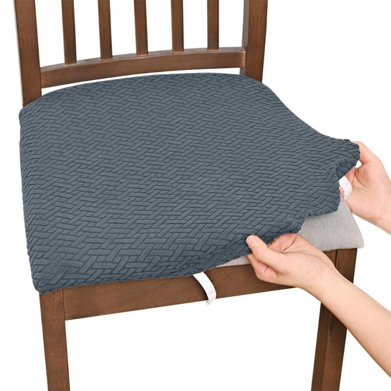Stretch Dining Chair Seats Cover Striped Grid Elastic Upholstered Chairs Cushions Slipcover AntiDirty Protectors Removable
