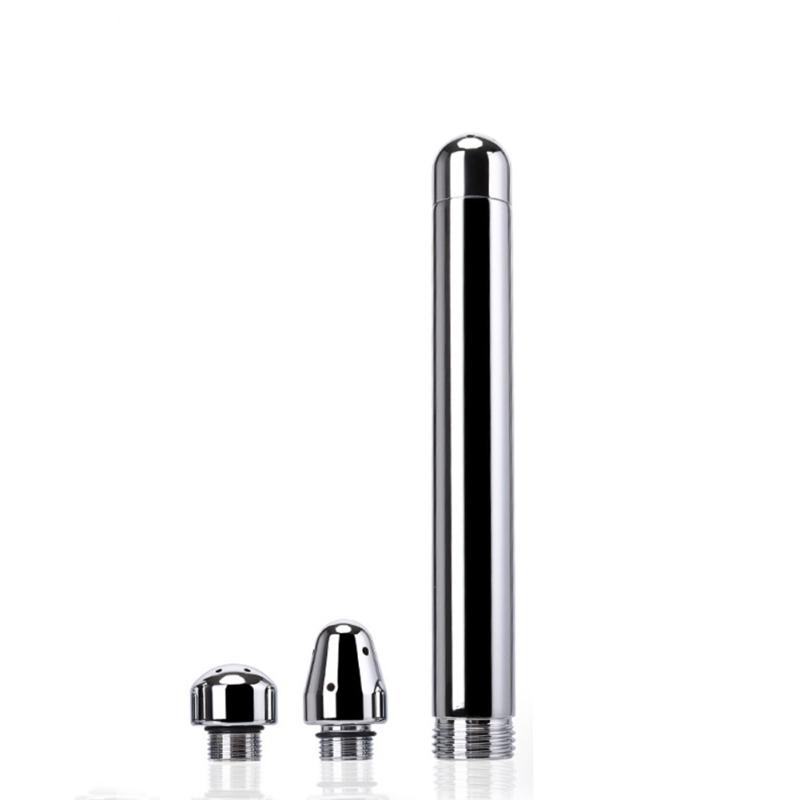 Aluminum Alloy Anal Douche Shower Cleaning Enemator with 3 Styles Head Plug Enema Metal Anal Cleaner