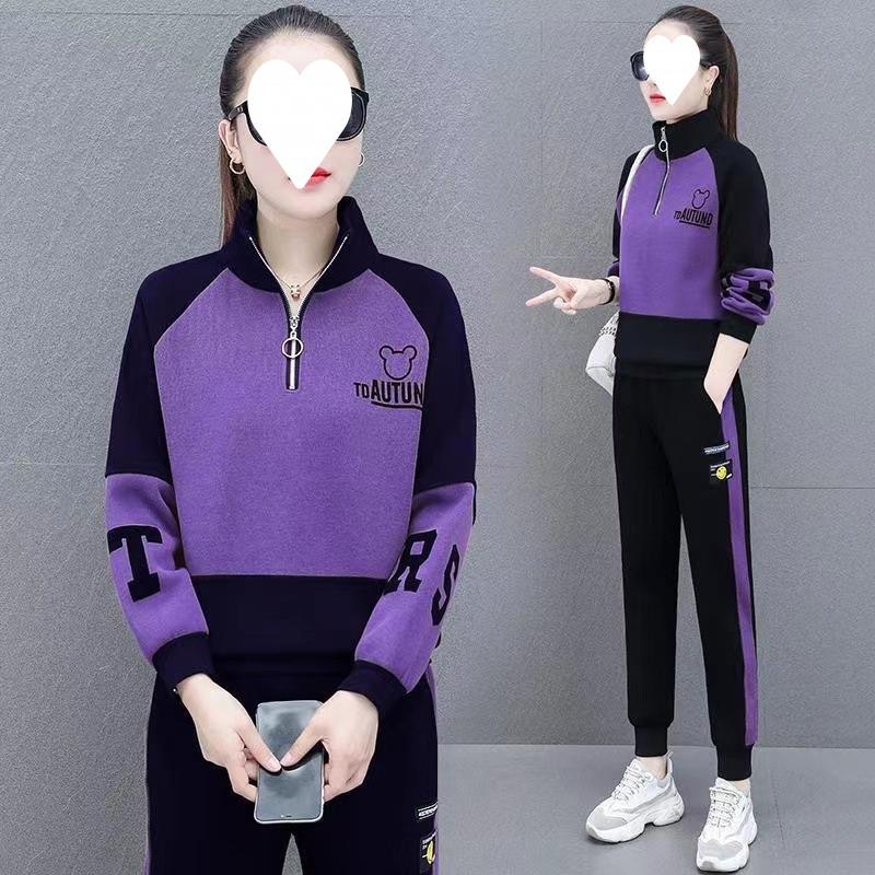Spring and Autumn Clothing for Middle-aged and Elderly Mothers, Fashionable Casual Sportswear Suits, Women's Sweatshirts, Middle-aged Two-piece Sets