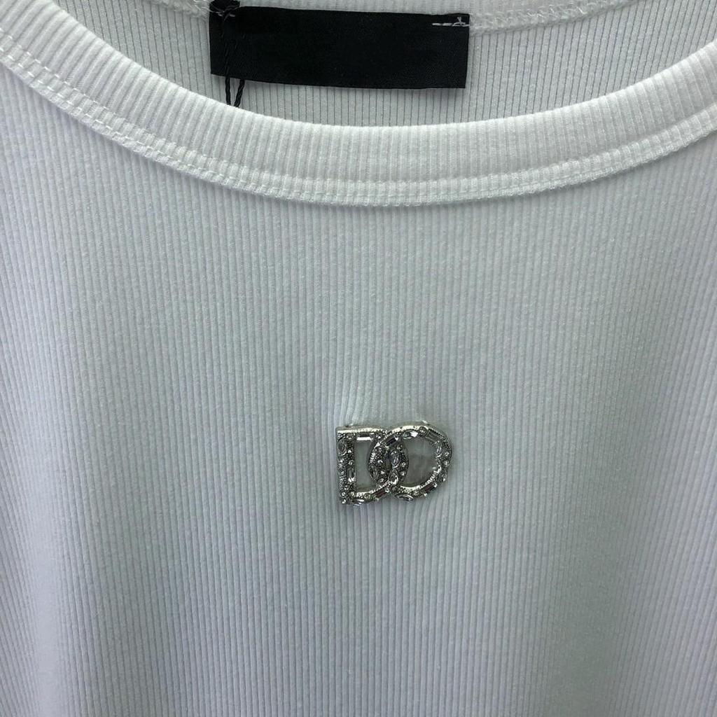 Fashionable Women's Sleeveless U-Neck Vest with Diamond Letter Buttons