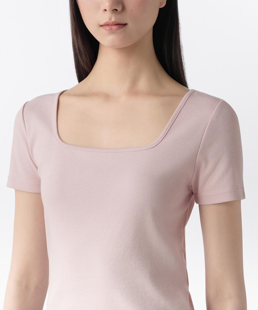 MUSINSA STANDARD WOMAN Women'S Slim Square Neck T-Shirt [Desert Pink]
