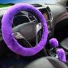 3 Stuks/Set Winter Auto Konijnenhaar Stuurwielhoes Handrem Warme Bonthoes Schakelpookhoes Accessoires Mode Auto-interieur