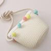 Kids Girls Pompom Ball Colorful Summer Hat Sun Protection Straw Woven Beach Hat Handbag Bucket Cap