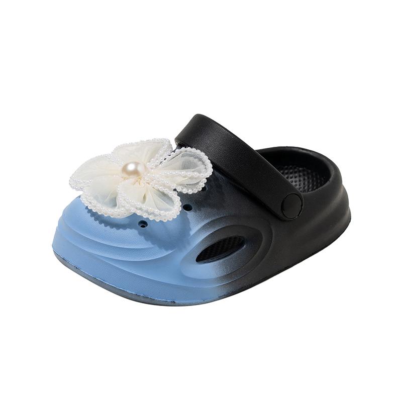 Girls Casual Princess Shoes Big Lace Flowers Beading Children Beach Shoes Comfortable Soft Sole 2025 Summer New Kids Slippers