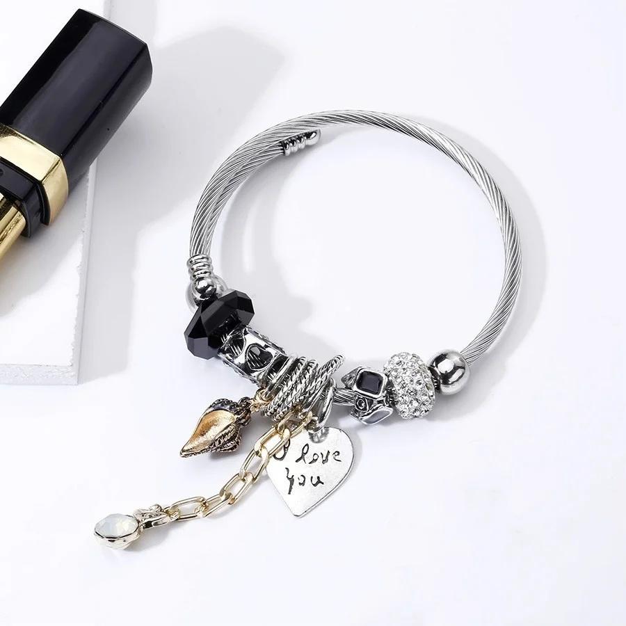 Steampunk Love Fashion Bracelet Bracelet Jewelry Sea Shell Charm Cuff Bracelet Fashion Wire Chain Jewelry Gift