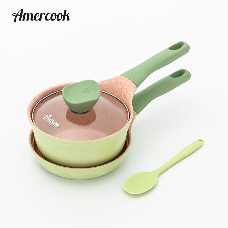 Набор детских и молочных кастрюль Amercook 16 см с антипригарным покрытием из камня маifan