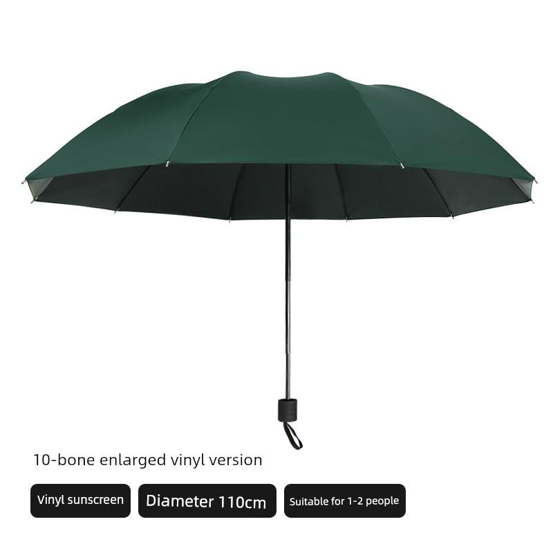 Men's and Women's Large Folding Umbrella, Dual-Purpose Sun and Rain Umbrella, Manual Opening, Black Coating for Sun Protection, Business Advertising