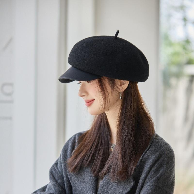 Beret Women's Autumn and Winter Cap Wool Octagonal Hat  Female Equestrian Hat Wool Hat