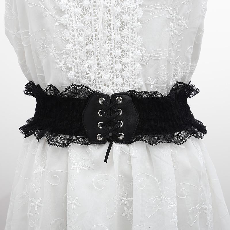 New Lace Belt Cute Waistband Slim Waistband with Skirt Retro Temperament Women's Elastic Waistband Fashion Decorative 1pcs 2023