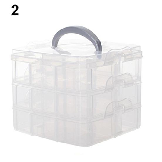 Plastic 3 Tiers Portable Detachable Storage Box Transparent Container Organizer