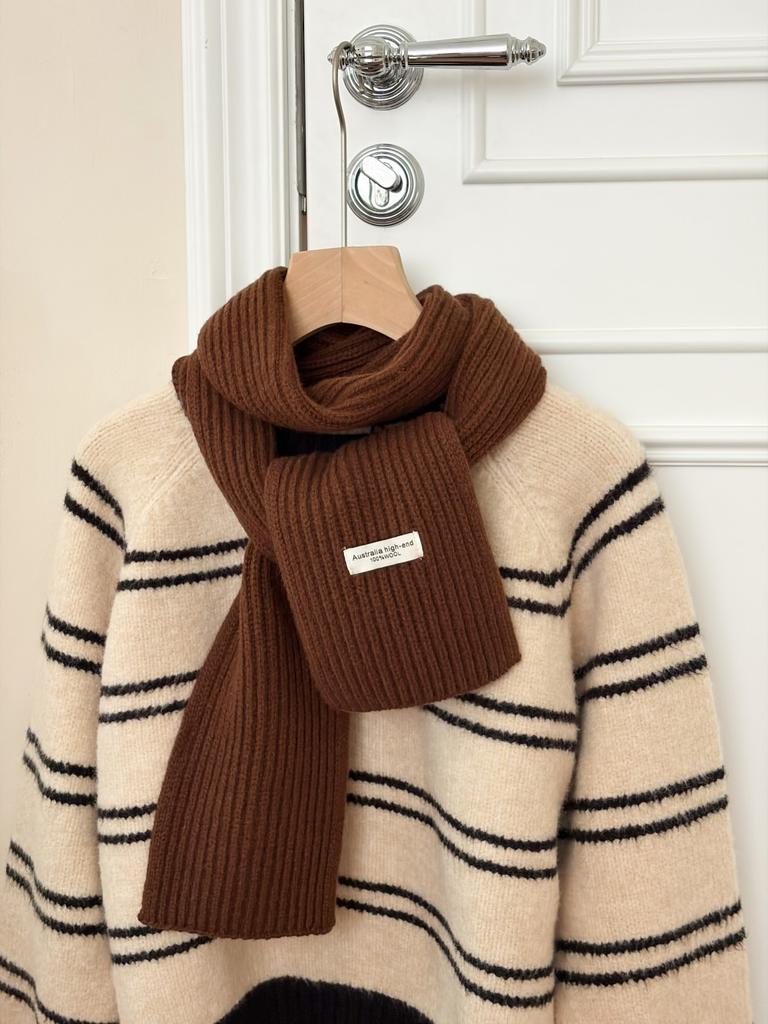 Knitted scarf women's autumn and winter warm solid color couple scarf