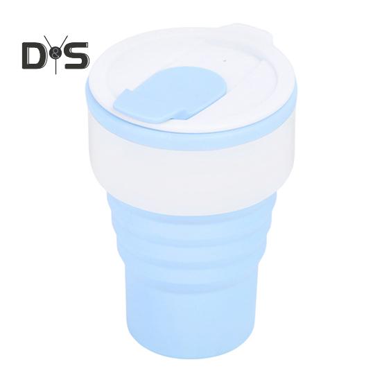 

Складная силиконовая дорожная кружка 12 унций, портативная складная кофейная кружка для кемпинга, пеших прогулок, поездок на работу, герметичная экологически чистая бутылка для воды с широким горлом синий/белый