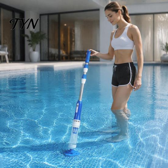 Automatic Pool Bottom Sweeper Handheld Vacuum with Pole, Cordless Rechargeable Hot Tub Vacuum, Easy Operation Cleaning Device Powerful Suction