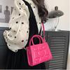 Elegantní Retro Jednobarevná Mini Kabelka Všestranná Korejský Styl Vzor Srdce Láska PU Kůže Crossbody Taška přes Rameno pro Středoškolačky