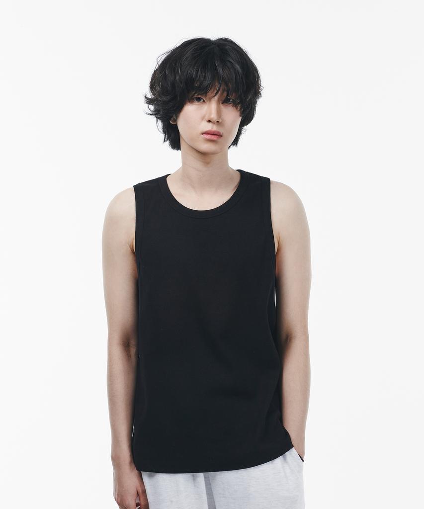 SIGNATURE Ribbed Sleeveless T-Shirt [Black]