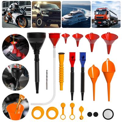 19-Piece Automotive Funnel Set Comes With Multiple Funnel Types And 9 Gas Can Spout Replacements Offering Wide For Cars