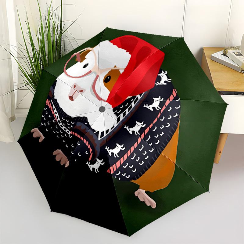 

1pc Christmas guinea pig Automatic Opening and Closing Folding Umbrella with 8 Iron Ribs - Portable, Foldable for Travel yy251124125