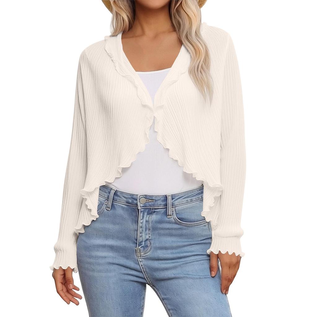 Women Fashion Solid Color Car Driving Sun Protection Shawl Breathable Outdoor Sunscreen Scarf Beach UV Protection Loose Casual Style Ruffled Shawl