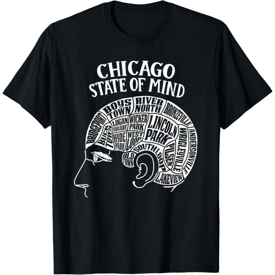 Chicago Illinois Brain Head Design T-Shirt S