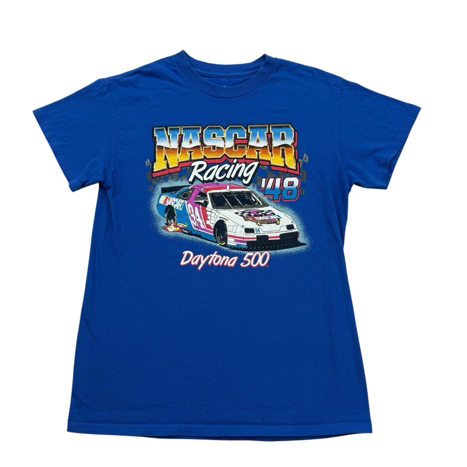 

NASCAR Racing Shirt Mens Small S Blue Daytona 500 Short Sleeve Cotton Crew Neck L
