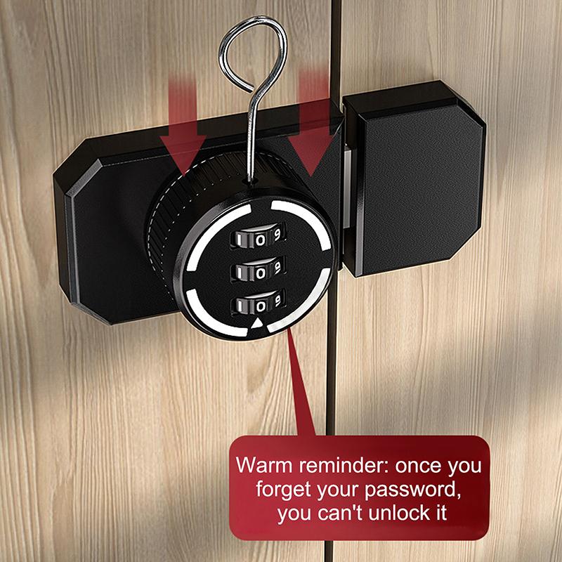 1 Set No-Punch Combination Door Lock 3 Digit Password Cabinet Locks With Combination Latch For Closet Door Barn Door