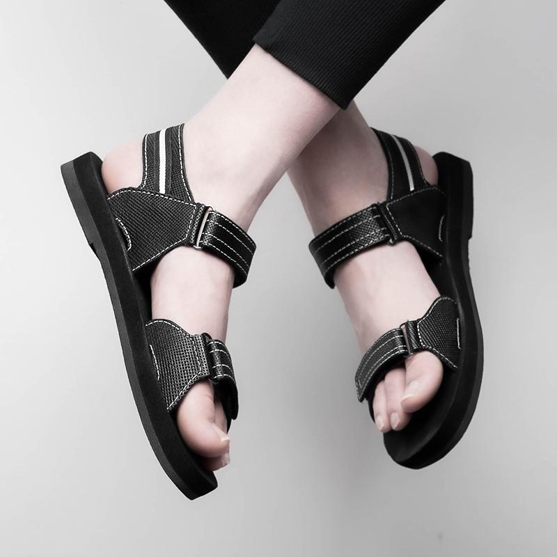 Fashion 2025 Hot Sale High Quality Leather Classics Black Summer Sandals for Men Outdoor Beach Shoes Casuals Sport Sandals Plus Size 47