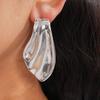Design Sense Metal Fish Tail Asymmetric Stud Earrings for Women Minimalist Silver Color Glossy Fashion Earrings Chic Jewelry