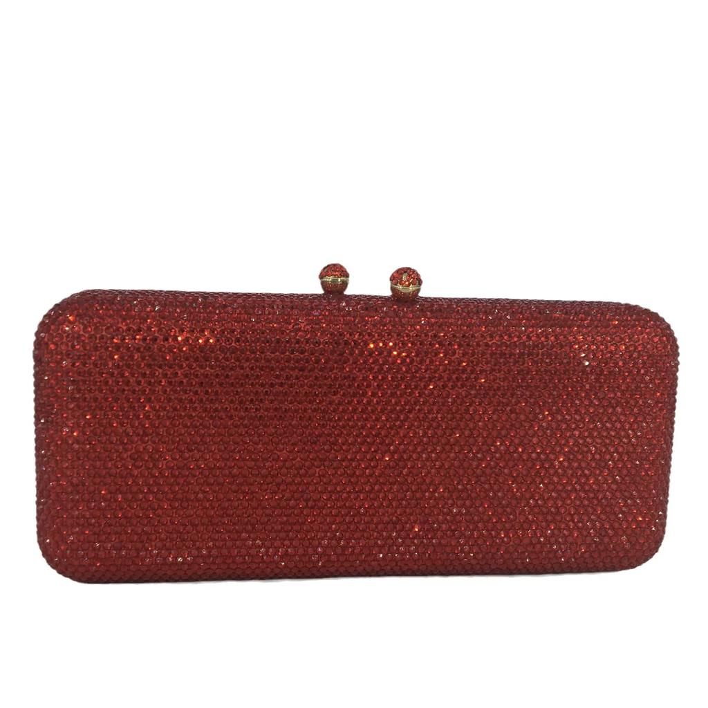 Boutique De FGG Women Brown Crystal Evening Bag Formal Party Dinner Rhinestone Handbags and Purses Bridal Diamond Clutch Purse
