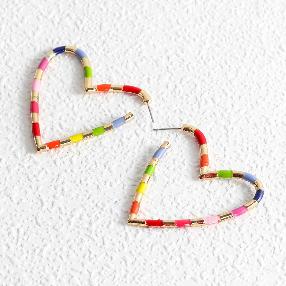 European And Trendy American Style Creative Heart Hoop Earrings Alloy Material