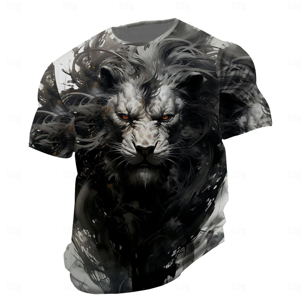 Men's T shirt Tee fierce Wolf Tiger Crew Neck Clothing 3D Print Street Daily Short Sleeve tee top summer mens Oversized clothing