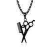 Hairstylist Scissors Comb Pendants Necklaces Stainless Steel Men Personalized Versatile Haircut Necklace Fashion Jewelry Gift