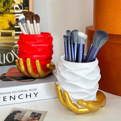 Creative Hand-Held Heart Makeup Brush Cylinder Home Storage Ornament Office Desktop Decoration Makeup Brush Organizer Gift