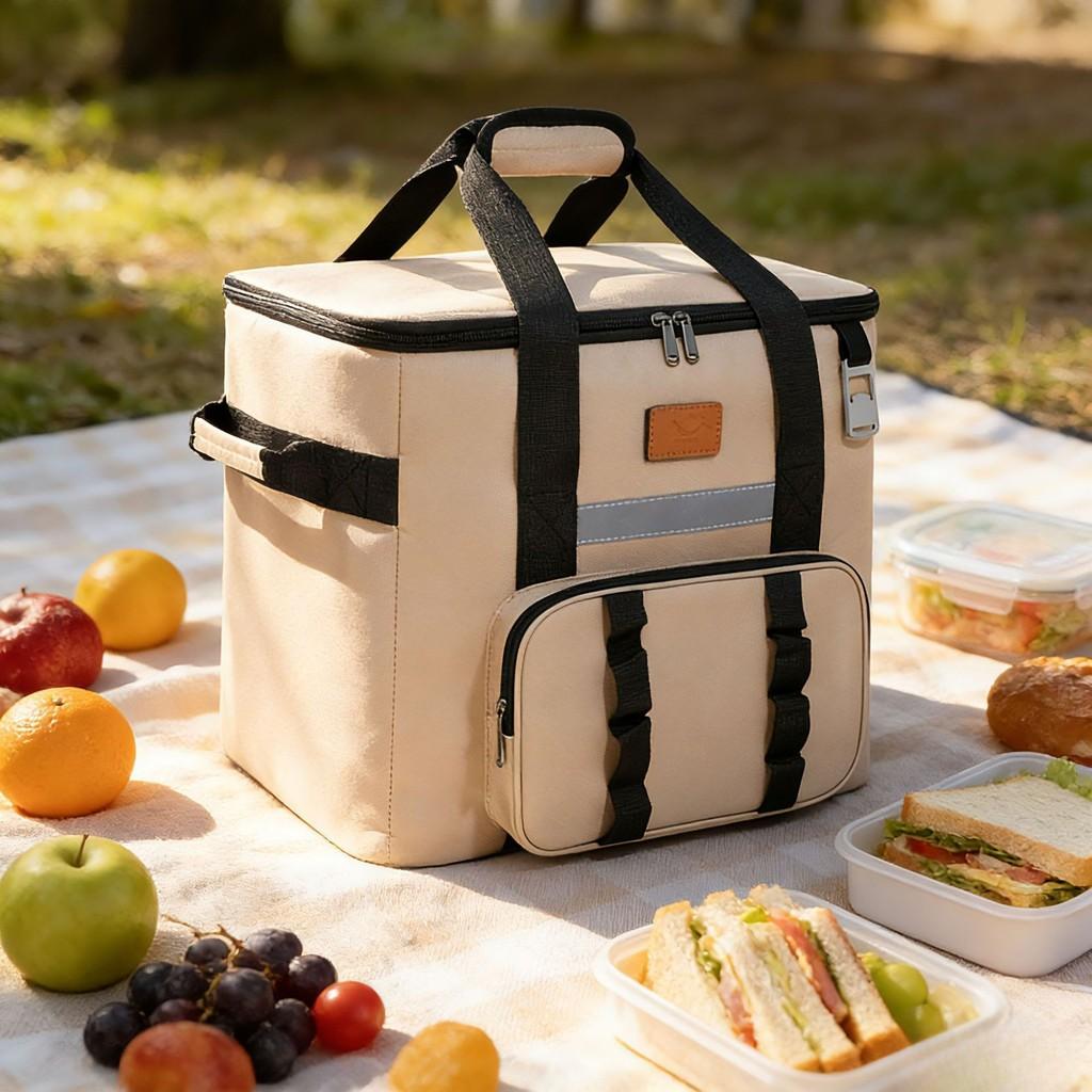 Oxford Cloth Portable Cooler Bag For Outdoor Camping And Picnic With Insulation And Large Capacity