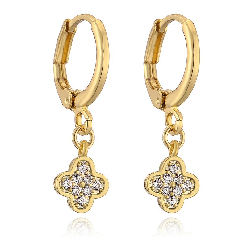 HECHENG, Small Pendant Earrings Shell Flower Sports Sweet and Cute Women's Zircon Party Earrings 1 Pair
