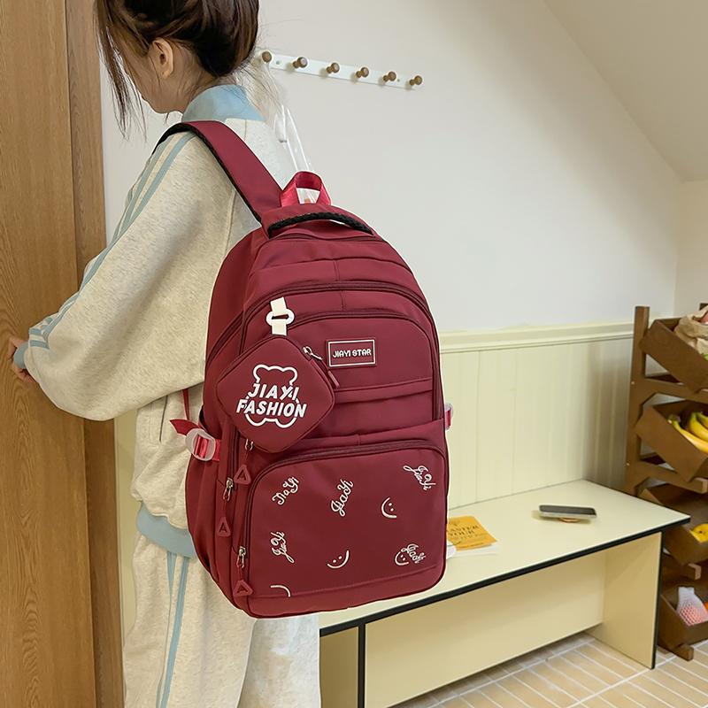 Print Backpack Middle School Student Schoolbag Large Capacity Backpack with Coin Purse