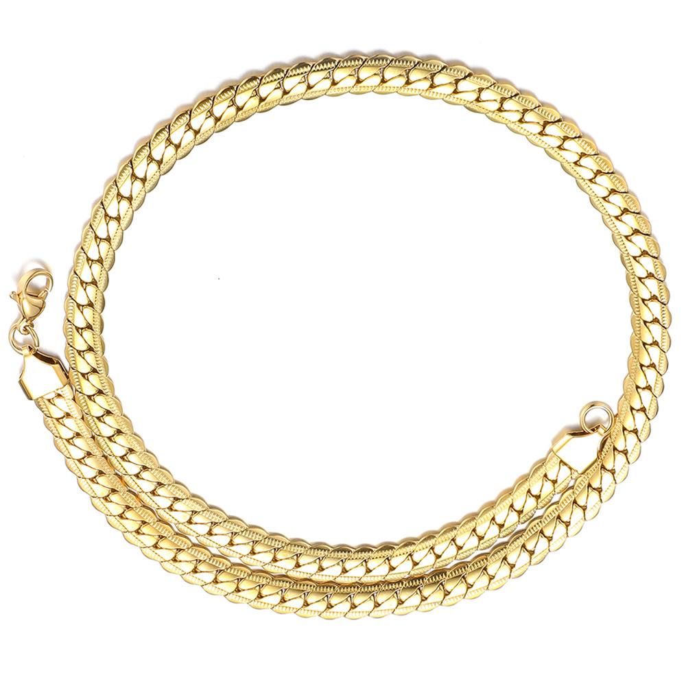 

Ожерелье из нержавеющей стали с плоским тиснением, кубинская цепь с вакуумным покрытием, тисненое мужское ожерелье Nk 5mm*60CM золотой