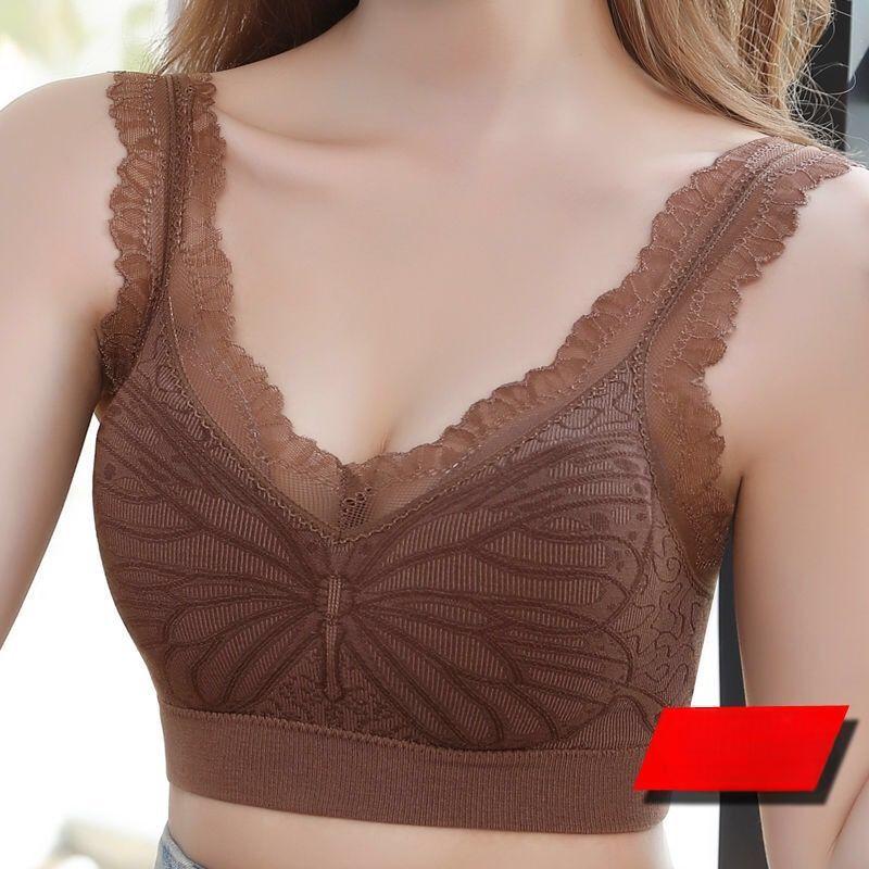

Женское кружевное нижнее белье без бретелек с красивой спиной, беспроводная сборка для предотвращения провисания, эластичный спортивный жилет XL кофейный