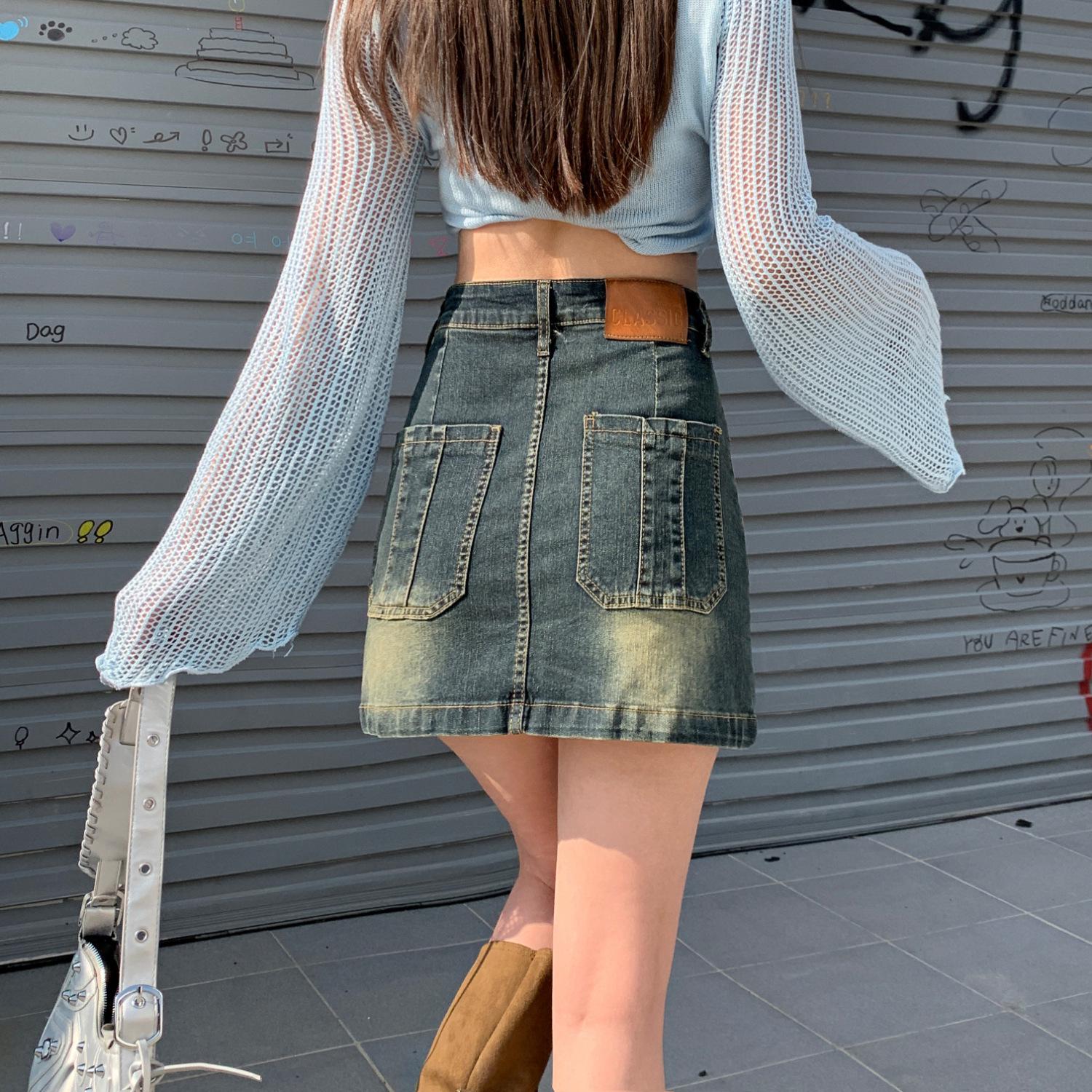 

Женская весенняя джинсовая мини-юбка А-силуэта с высокой посадкой 2024, Защита от просвечивания, Моделирующая фигуру, Облегающий бедра дизайн XXL: 155-165cm, 133-145 lbs