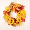 Autumn Harvest Festival Wreath: Sunflower, Maple Leaf, Pumpkin & Berry Halloween Pendant