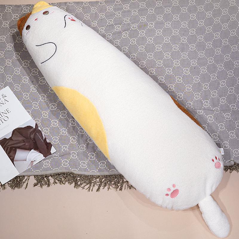 Big Size Cartoon Cat Plush Throw Pillow Soft Fluffy Rod-shaped Kitten Hugging Pillow Lovely Home Decor Children Companion