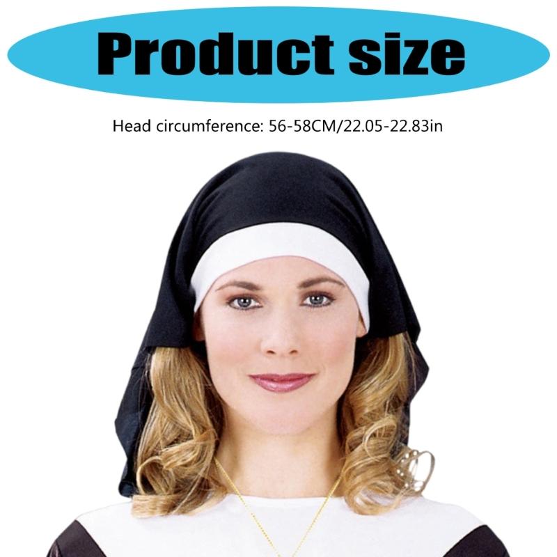 Nun Habits Hat Nun Headpiece Nun Headband Hat for Women Adult Halloween Cosplay Costume Accessory