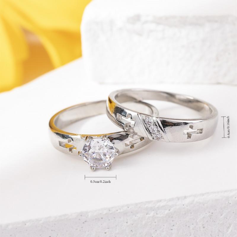 s Romantic Wedding Ring for Woman Men Cross Zircon Couple Rings Fashion Engaged Promise Jewelry Gifts Fine Jewelry
