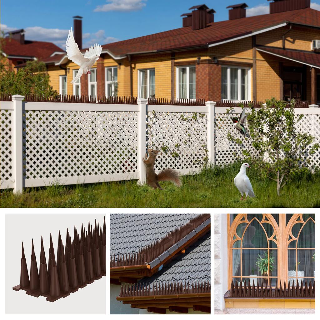 12Pcs Plastic Anti Bird And Pigeon Spikes Anti Climb Bird Spikes Fence Wall Spike Cat Repellent Spike Away Fence Kit for Outside