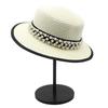 Summer Sunshade Sunscreen Big Brim Top Hat Women'S French Retro Pearl Chain Flat Top Hat Casual Versatile Straw Hat
